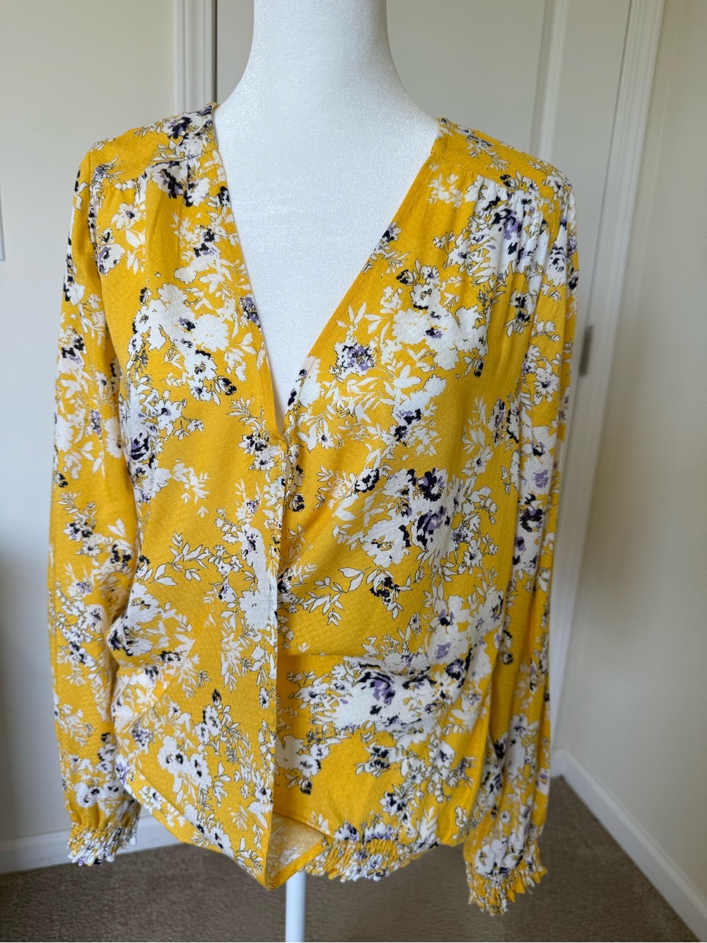 Rose & Olive Yellow Floral V-Neck Top